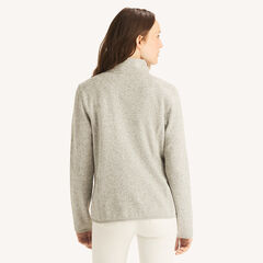 Mock-Neck Fleece Full-Zip Jacket,Light Grey,large
