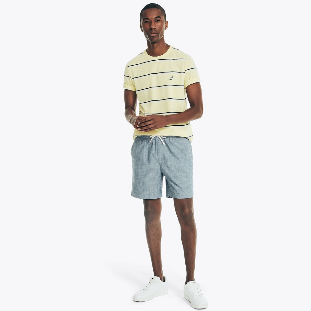 SUSTAINABLY CRAFTED STRIPED T-SHIRT,Light Gold,large