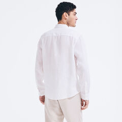 SOLID LINEN SHIRT,Bright White,large