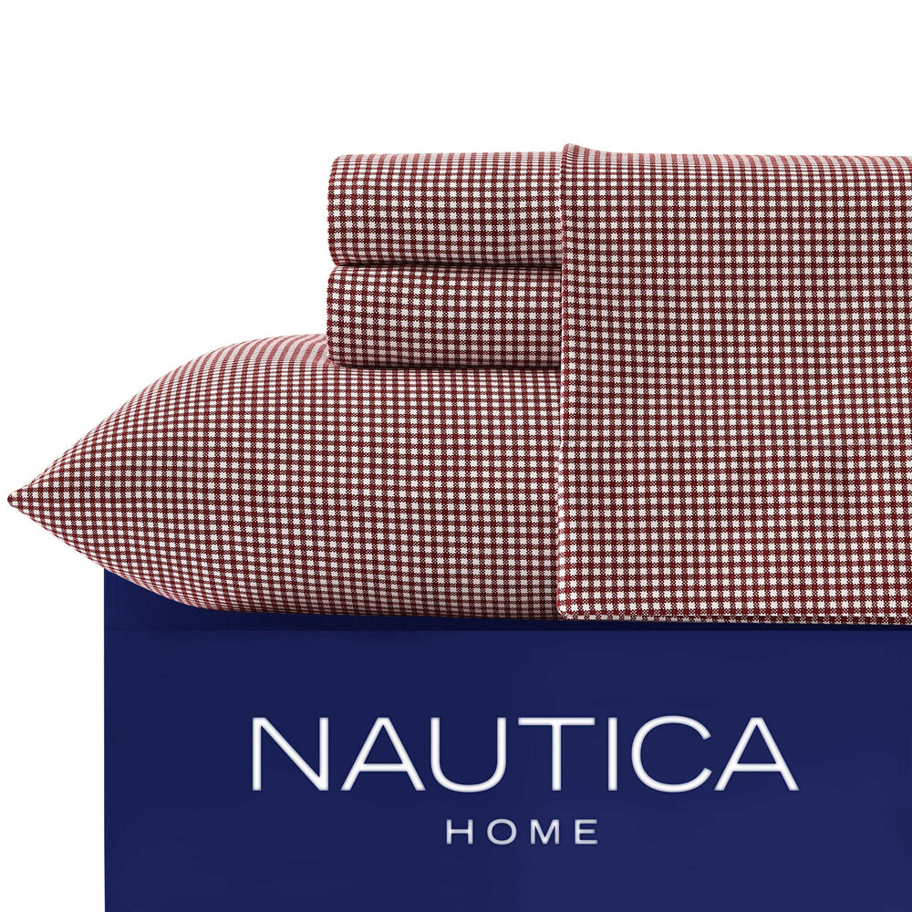 Bayside Plaid Red Queen Sheet Set,Tango Red,large