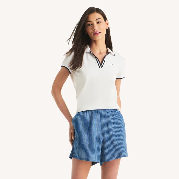 Striped Crinkle Pull-On Short