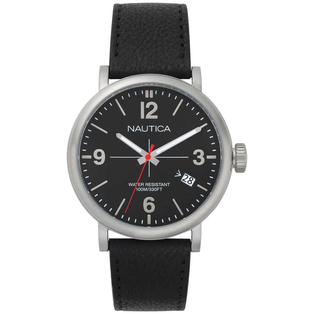 Aventura 3-Hand Calfskin Watch - Black,Multi,large