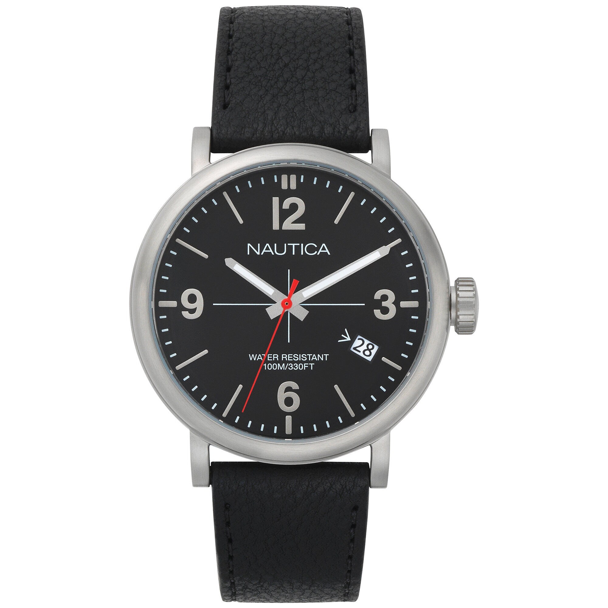 Aventura 3-Hand Calfskin Watch - Black,Multi,large