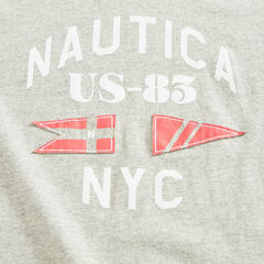 ANCHOR AND FLAG GRAPHIC T-SHIRT,Grey Heather,large