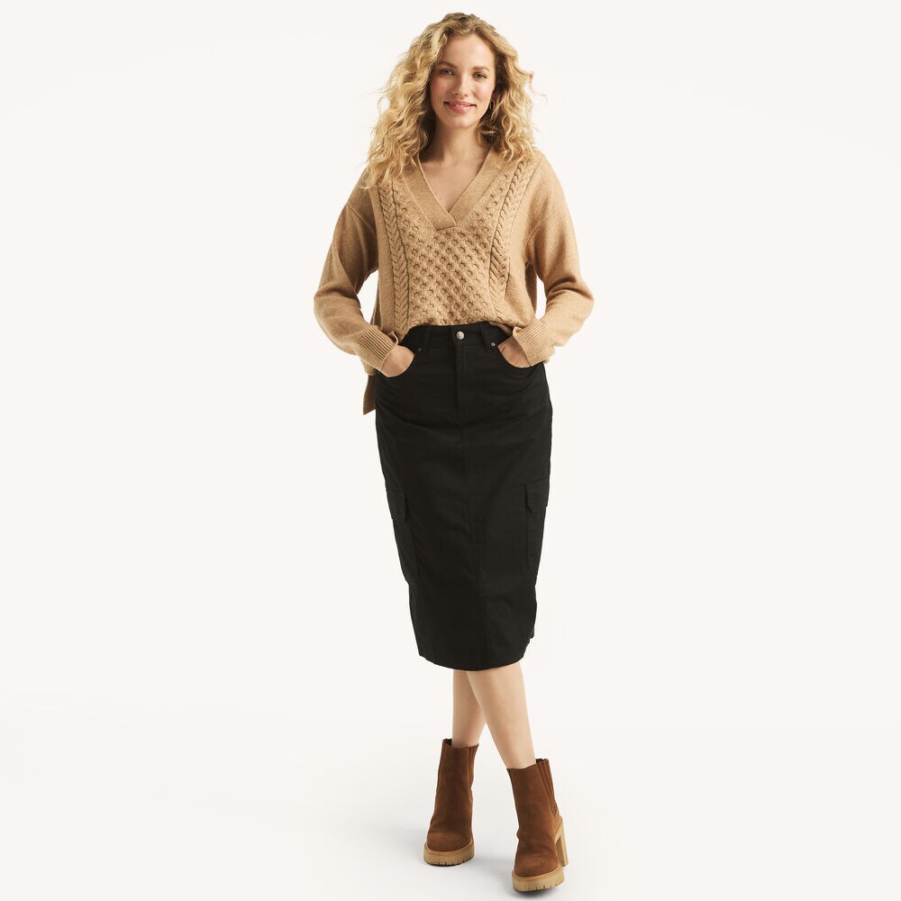 Midi Cargo Skirt,True Black,large
