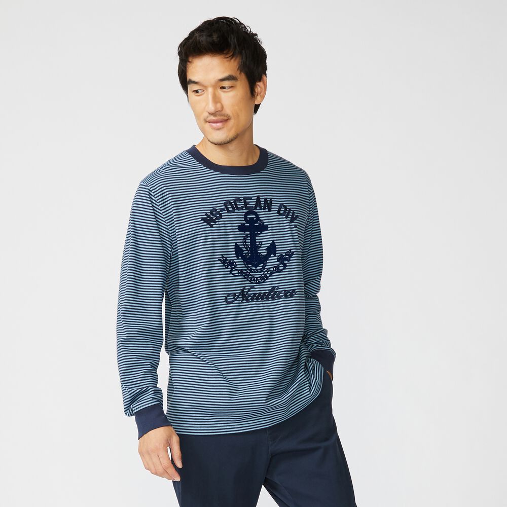 ANCHOR GRAPHIC LONG-SLEEVE T-SHIRT,Aquadream,large