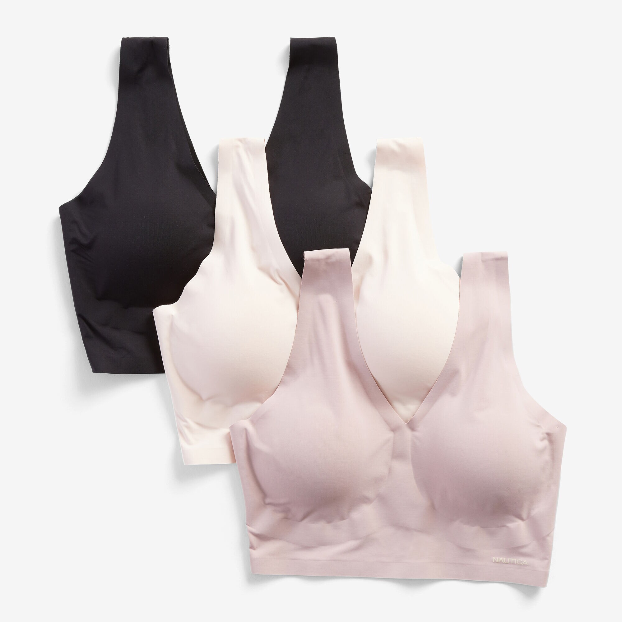 SEAMLESS LOGO BRALETTES, 3-PACK,True Black,large