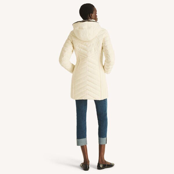 Hooded Puffer Jacket With Faux Fur Trim