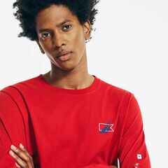 PALM TREES GRAPHIC LONG-SLEEVE T-SHIRT,Nautica Red,large