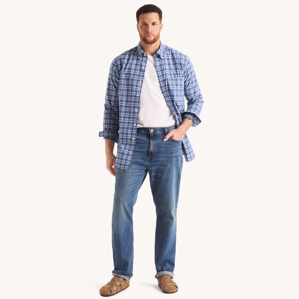 Big & Tall Plaid Shirt,Nite Sea Heather,large