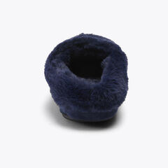 FAUX-FUR-TRIMMED LOGO SLIPPER,Navy,large