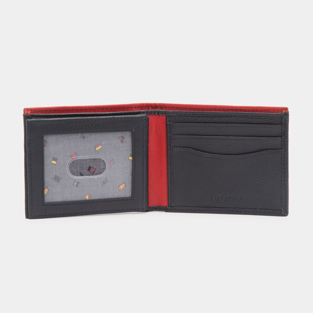 WILDER X-CAP LEATHER SLIM BIFOLD WALLET,Navy,large