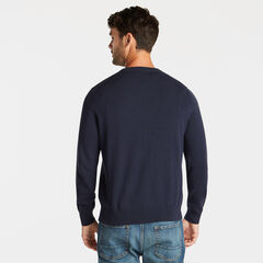 SAILBOAT APPLIQUE CREWNECK SWEATER,Navy,large