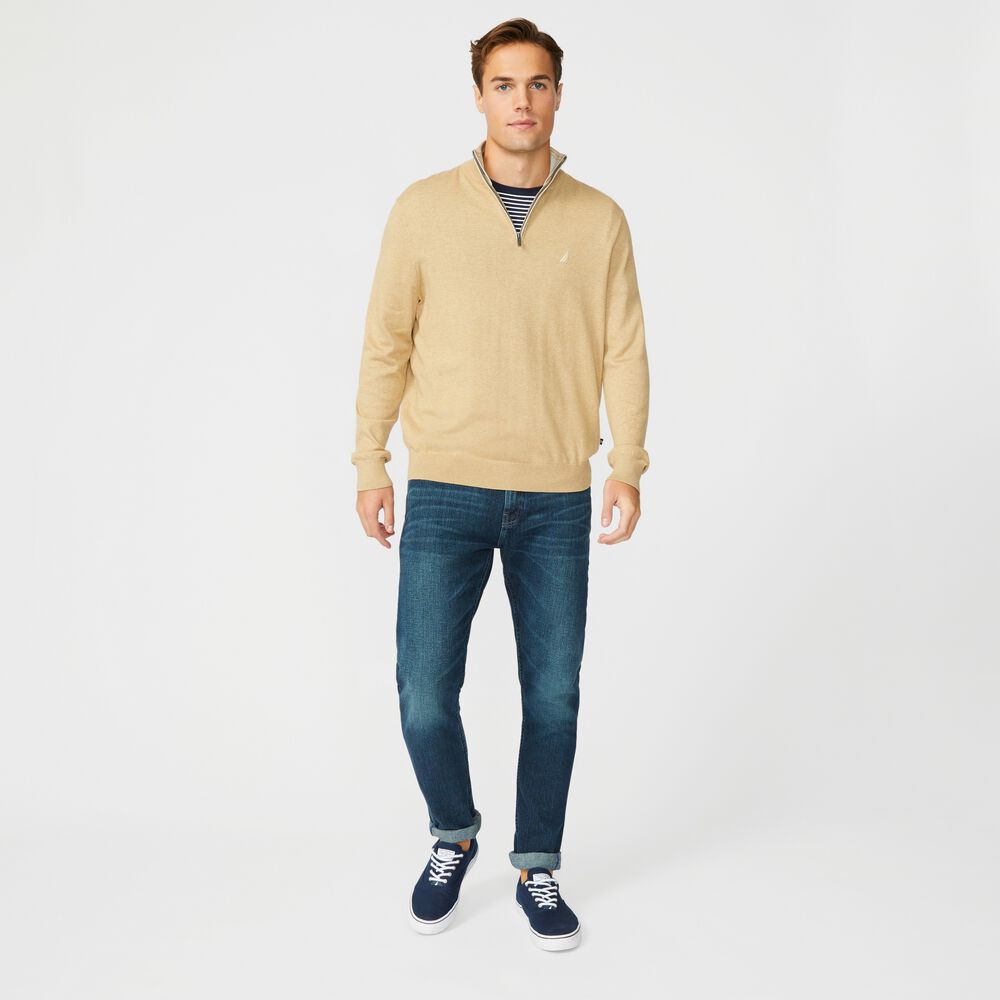 NAVTECH QUARTER-ZIP SWEATER,Dark Otter,large