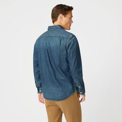 BIG & TALL DENIM SHIRT,Navy,large