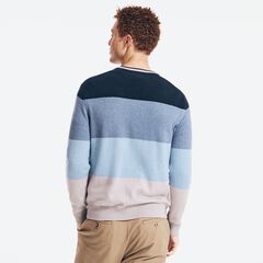 SUSTAINABLY CRAFTED COLORBLOCK SWEATER,Navy,large