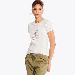 Foil Floral Graphic T-Shirt,Bow Burgundy,large