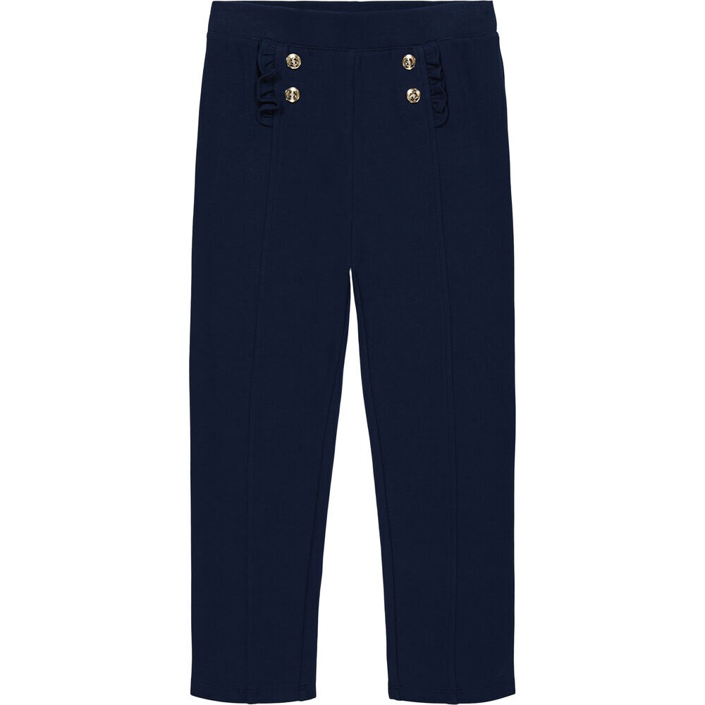 Toddler Girls' Ponte Ruffle Trimmed Pant (2T-4T),Navy,large