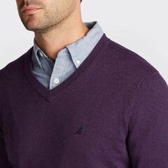 BIG & TALL V-NECK NAVTECH SWEATER,Blackberry Heather,large