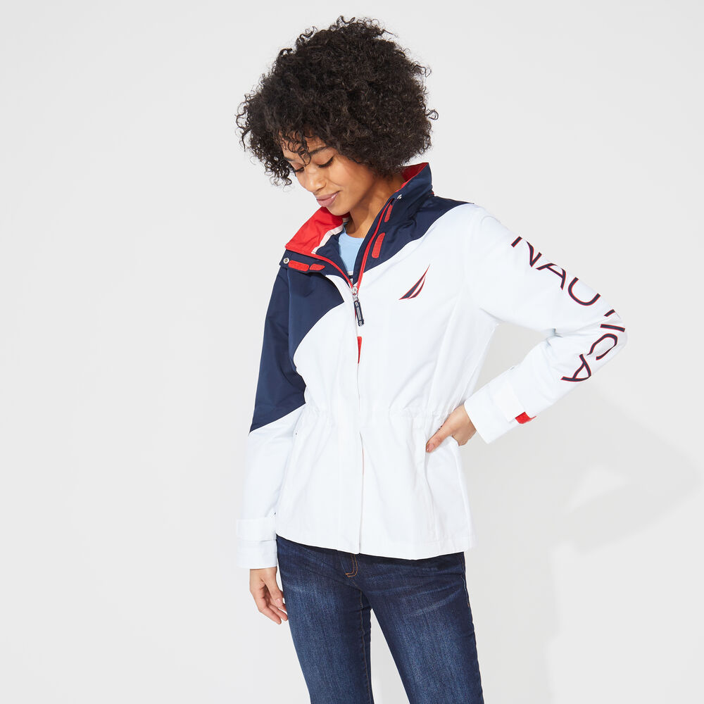 COLORBLOCK HOODED JACKET,Bright White,large