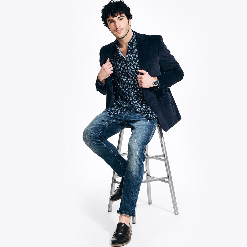 Printed Shirt,Peacoat,large