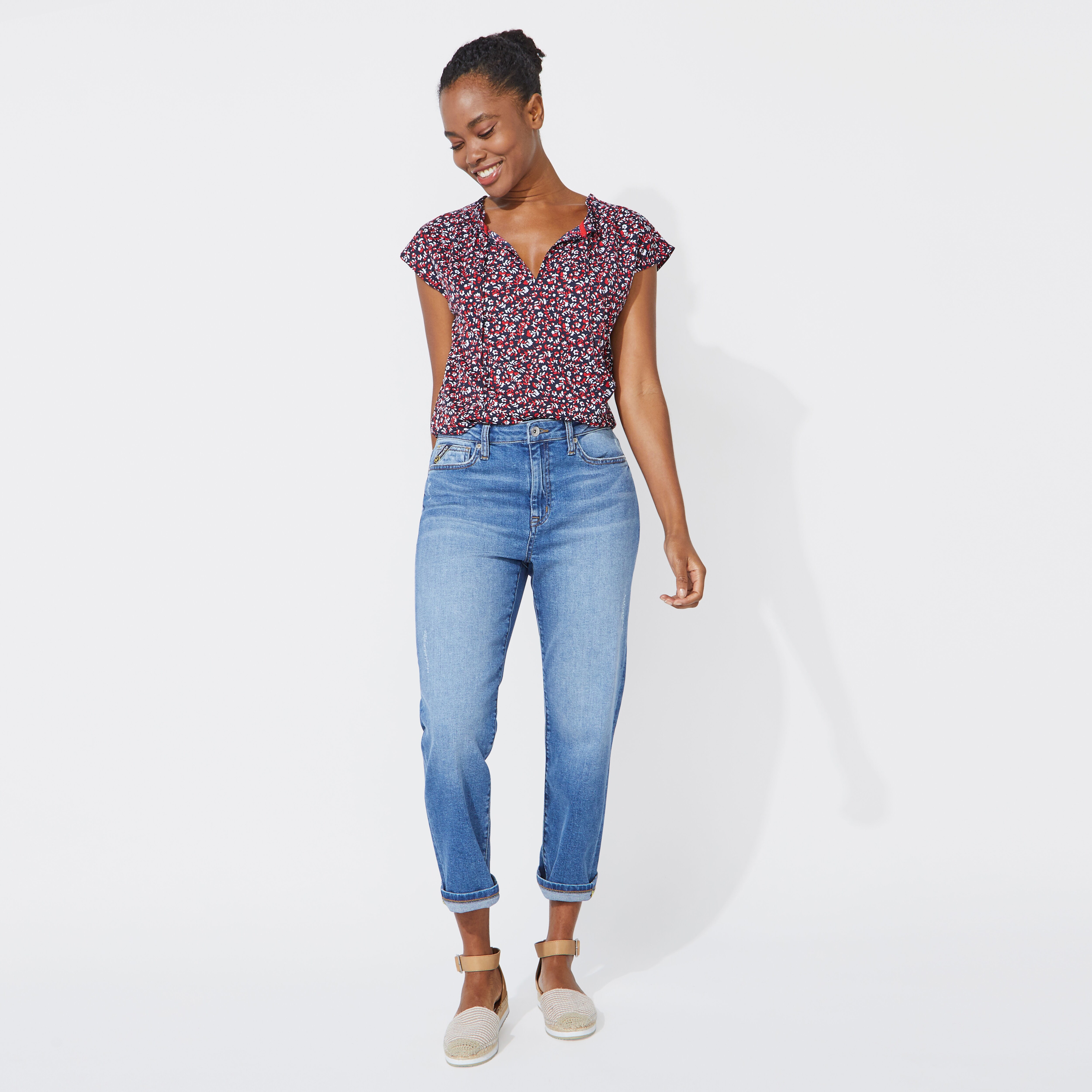 NAUTICA JEANS CO. DISTRESSED MID RISE 