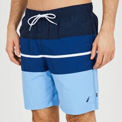 Tricolor Quick-Dry Swim Trunks,Navy,large