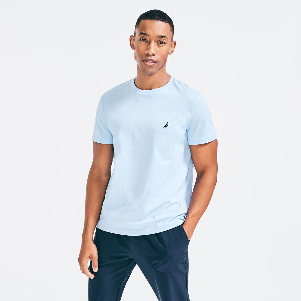 CREWNECK BRAND ICON T-SHIRT,Azure Blue,large