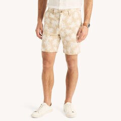 8.5" Printed Linen Deck Short,Woodsage,large