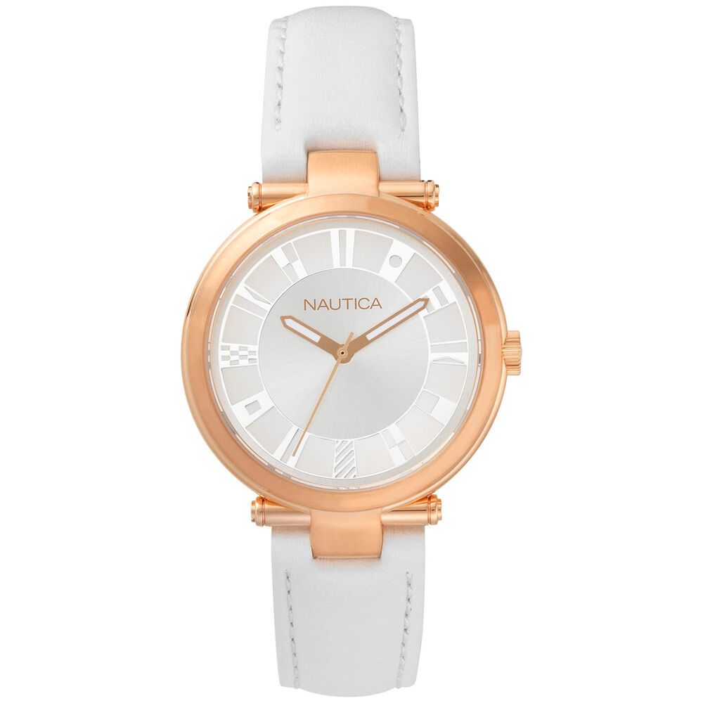 Flagstaff Leather Strap Watch,Bright White,large