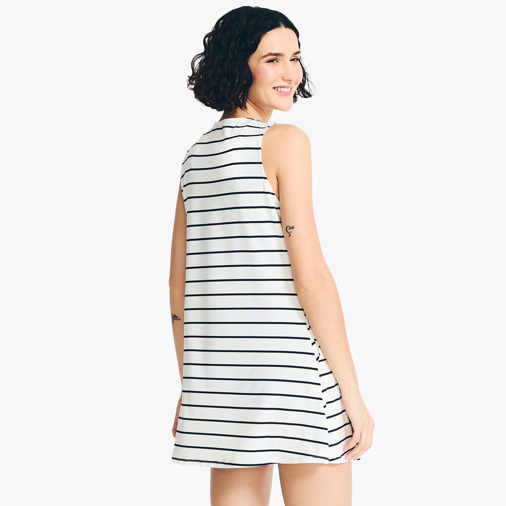 Striped Cover-Up Dress,Bright White,large