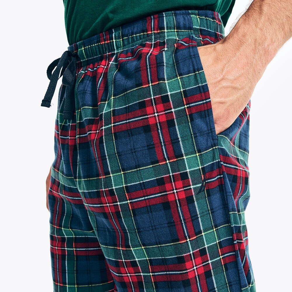 PLAID FLEECE SLEEP PANT,Estate Blue,large