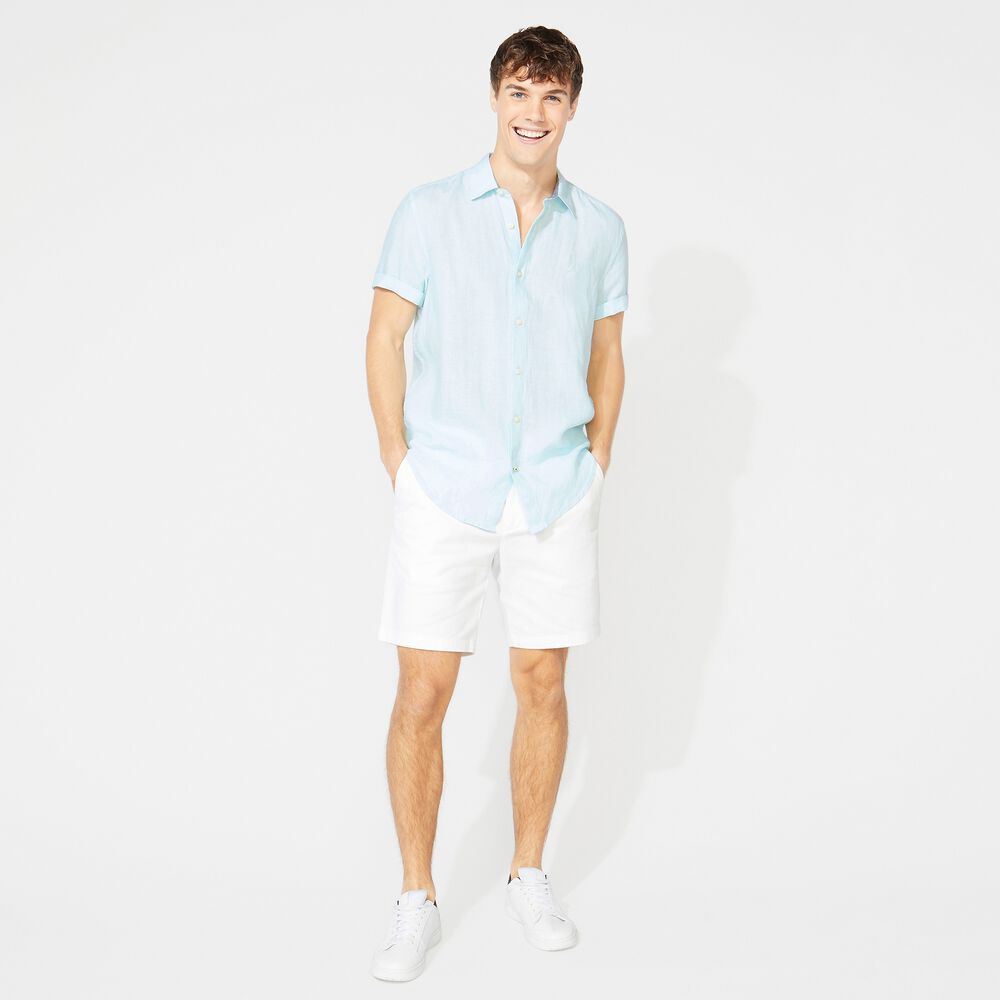 LINEN SHORT SLEEVE SHIRT,Aquadream,large