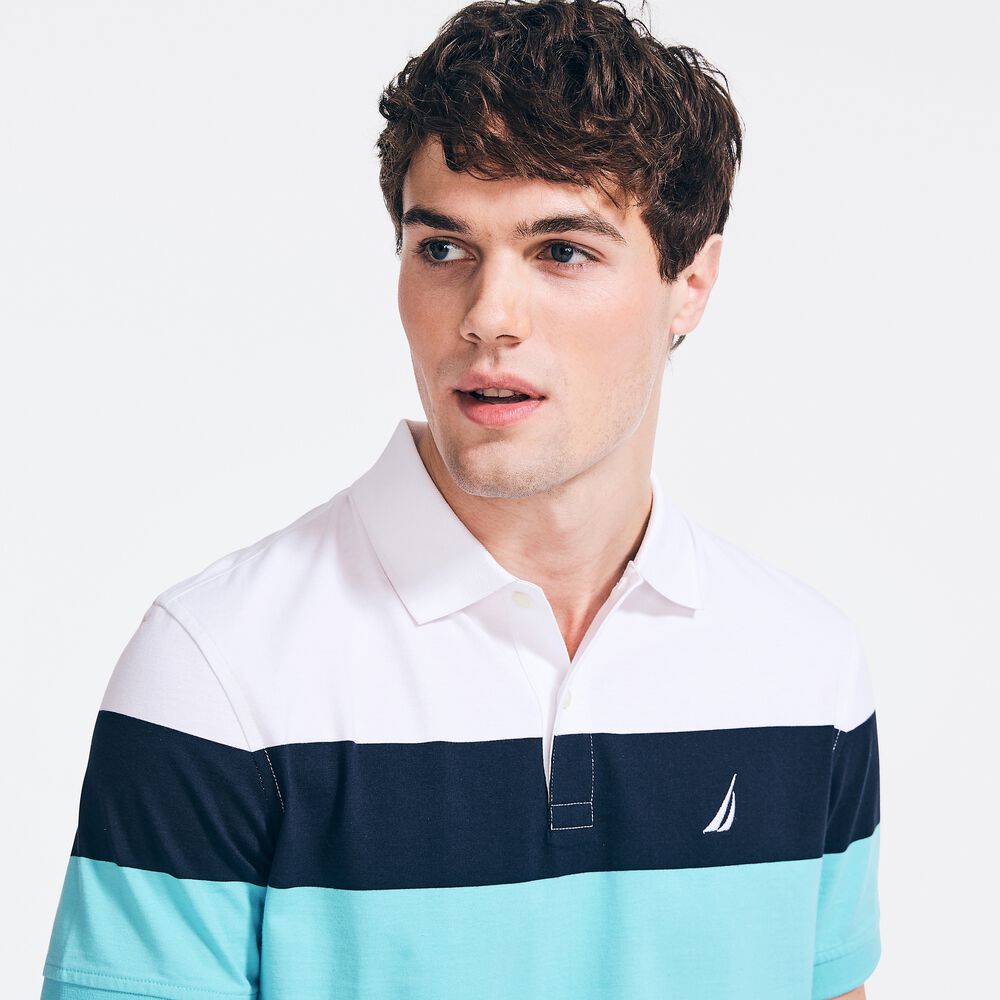 CLASSIC FIT STRIPED POLO,Bright White,large