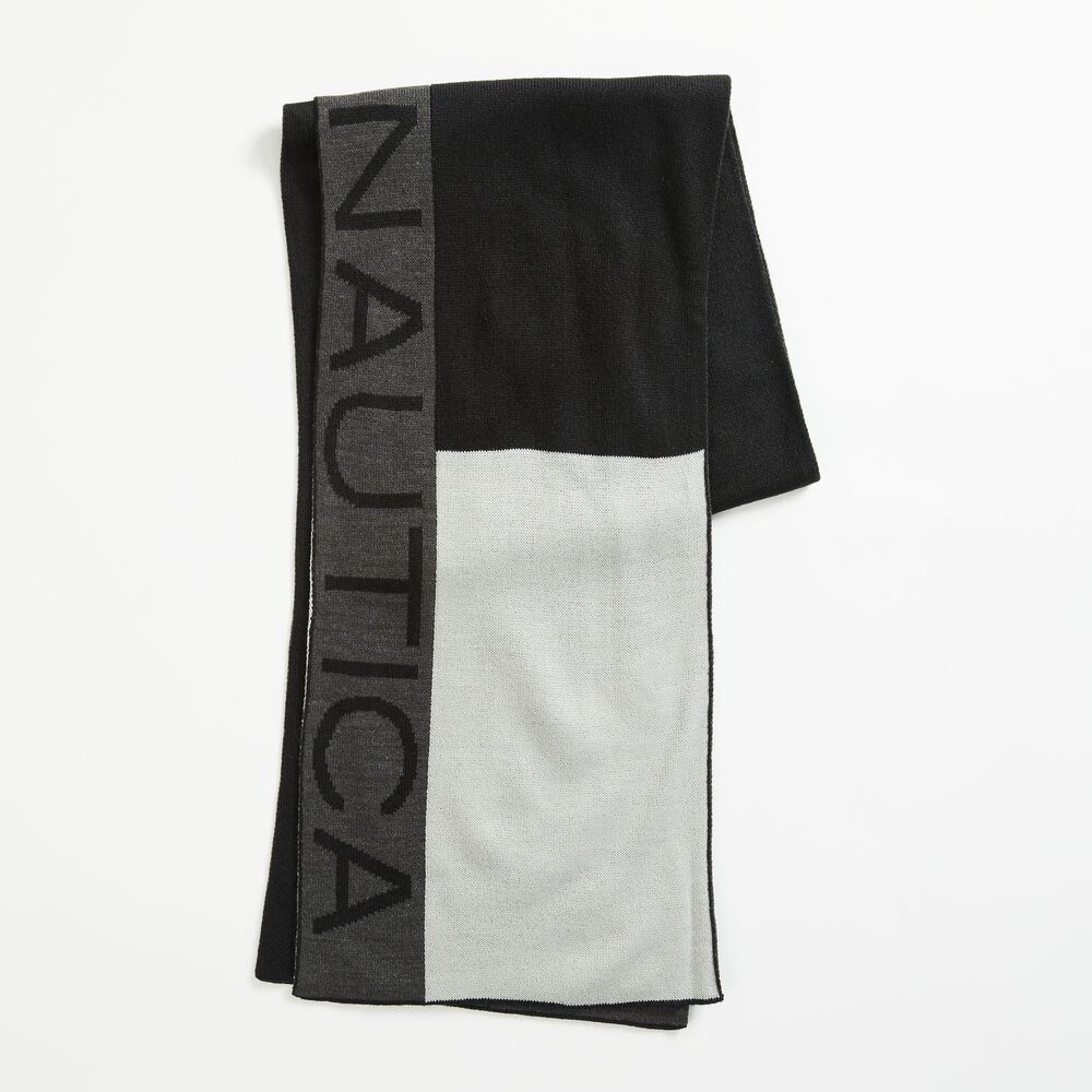 COLORBLOCK LOGO SCARF,True Black,large