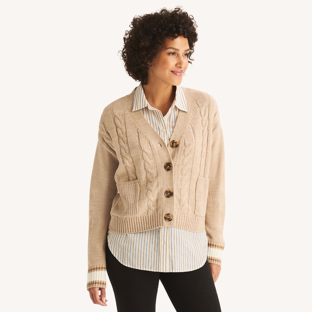 Cable-Knit Cardigan,SADDLEBACK,large