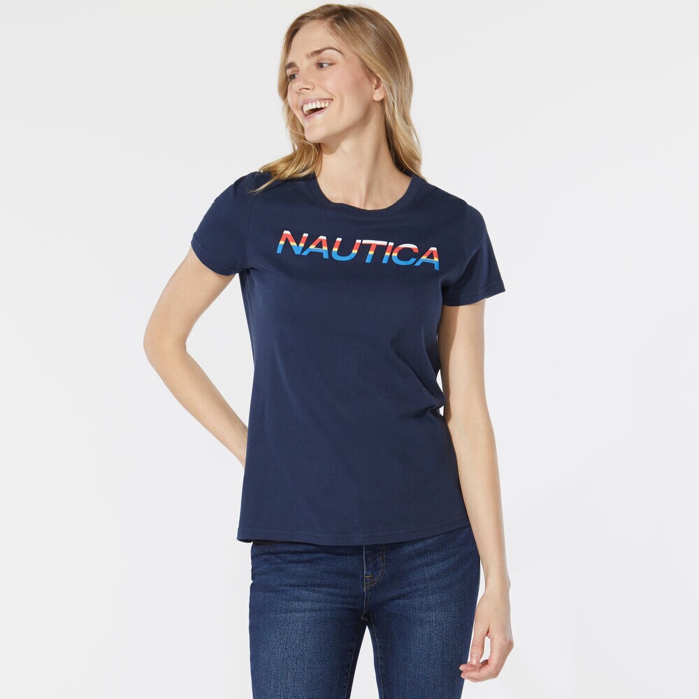 MULTICOLOR METALLIC LOGO T-SHIRT,Stellar Blue Heather,large