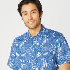FLORAL PRINT LINEN SHORT SLEEVE SHIRT,Limoges,large