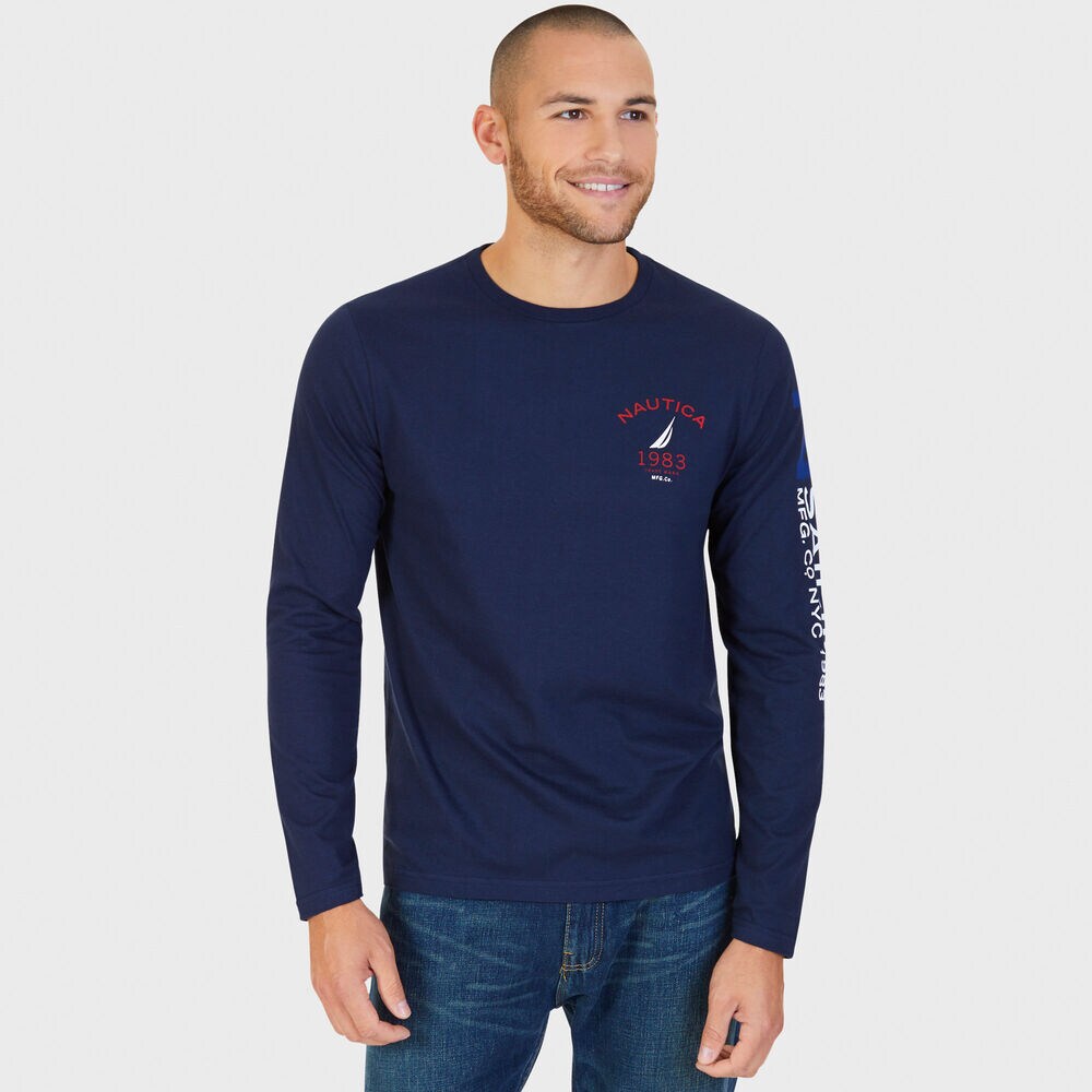 brand icon Arm Long Sleeve T-Shirt,Navy,large