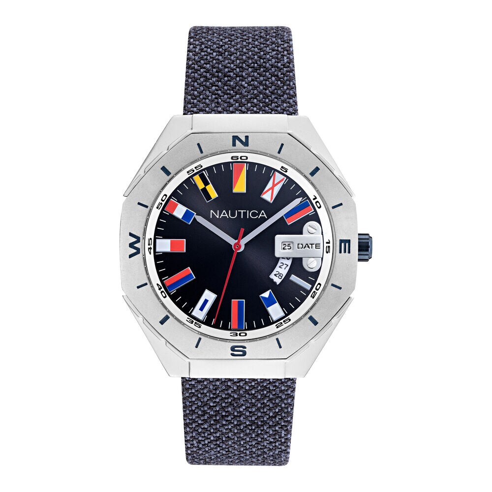 NAUTICA LOVES THE OCEAN SUSTAINABLE FLAG-EMBELLISHED WATCH,Multi,large