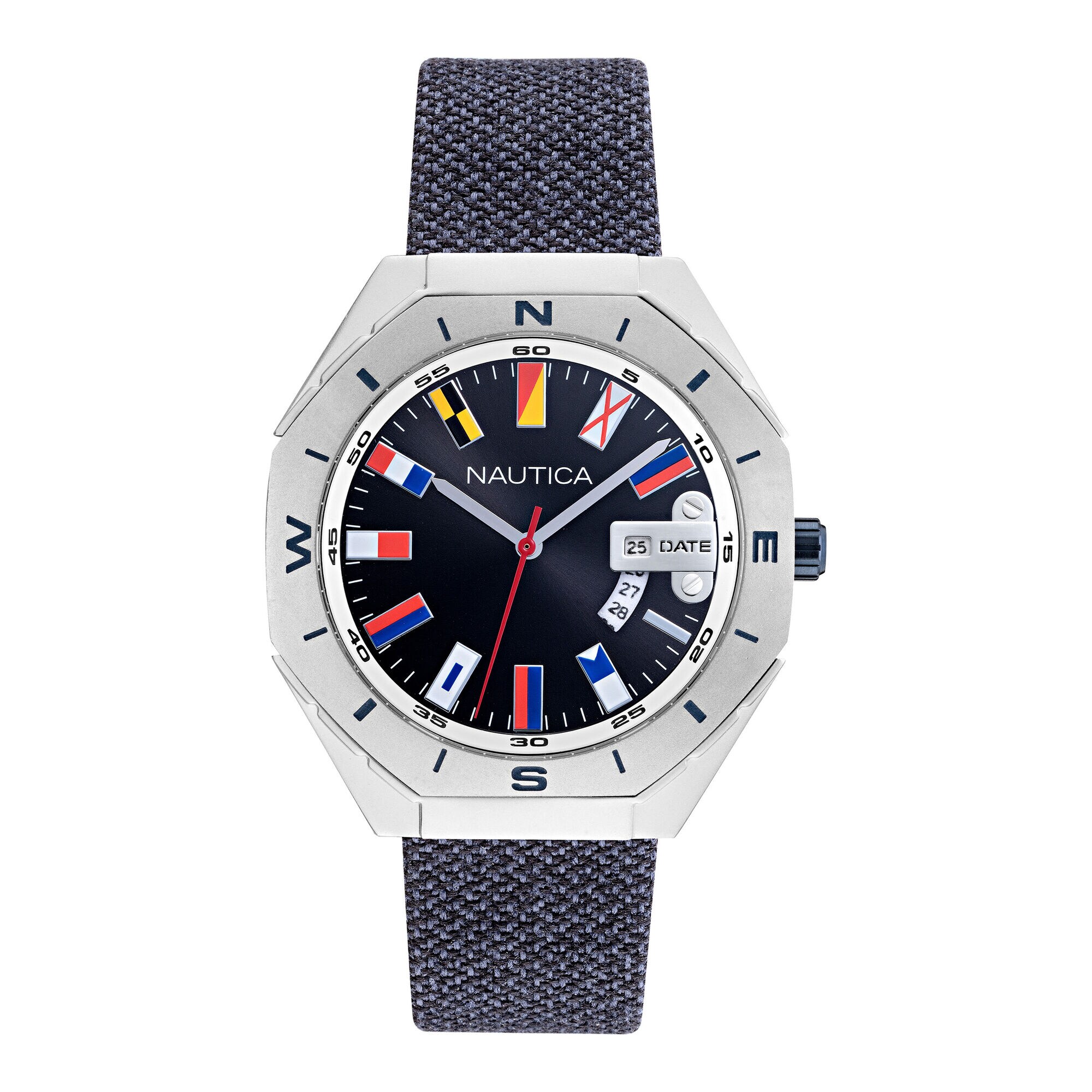 NAUTICA LOVES THE OCEAN SUSTAINABLE FLAG-EMBELLISHED WATCH,Multi,large