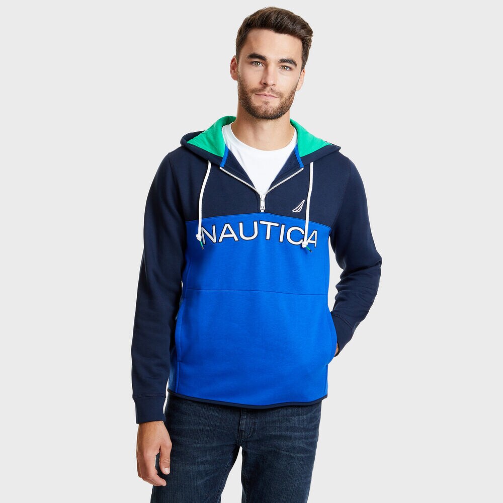 Logo Quarter-Zip Fleece Hoodie Nautica