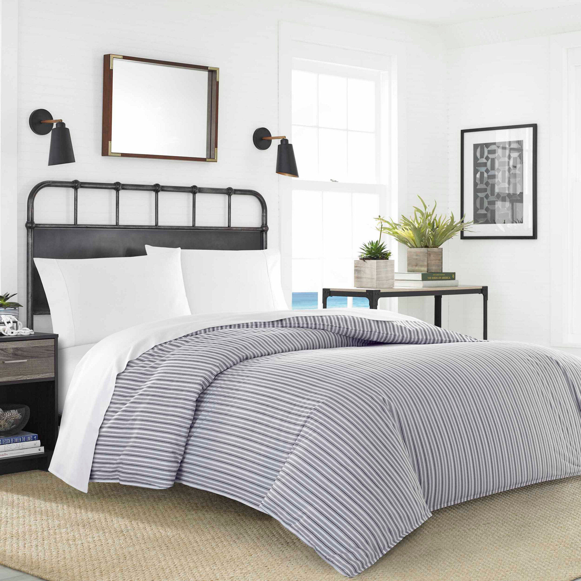 Coleridge Stripe Duvet and Sheet Set,Navy Dusk,large