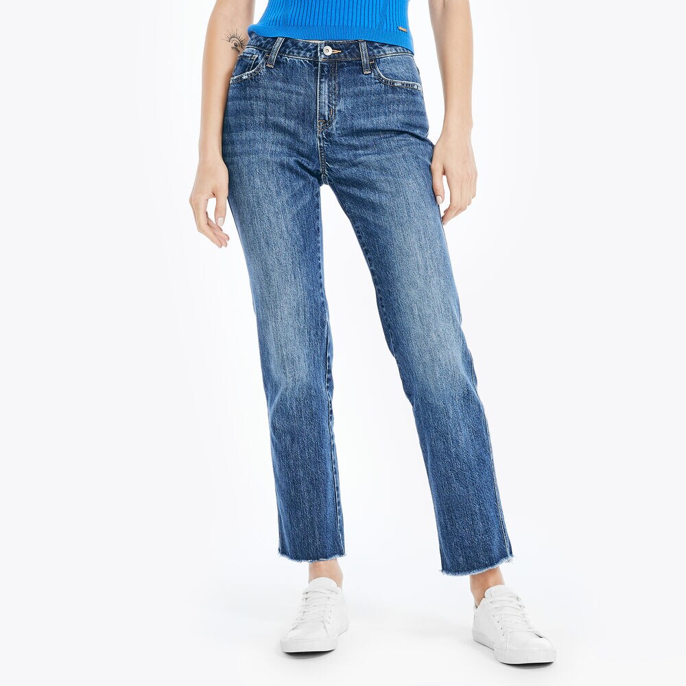 NAUTICA JEANS CO. MID-RISE STRAIGHT DENIM,Ocean Depth Heather,large