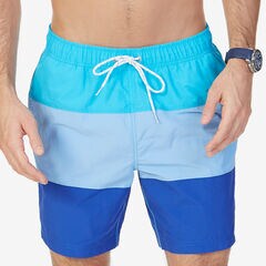Big & Tall Quick-Dry Colorblock Swim Trunks,Windsurf Blue,large