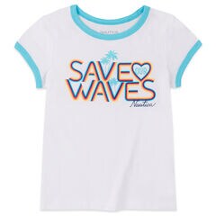 LITTLE GIRLS' SAVE OUR WAVES FOIL GRAPHIC T-SHIRT (4-7),Antique White Wash,large