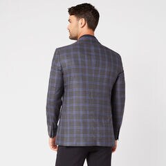 STRETCH PLAID BLAZER IN DARK GREY,Grey Carbon,large