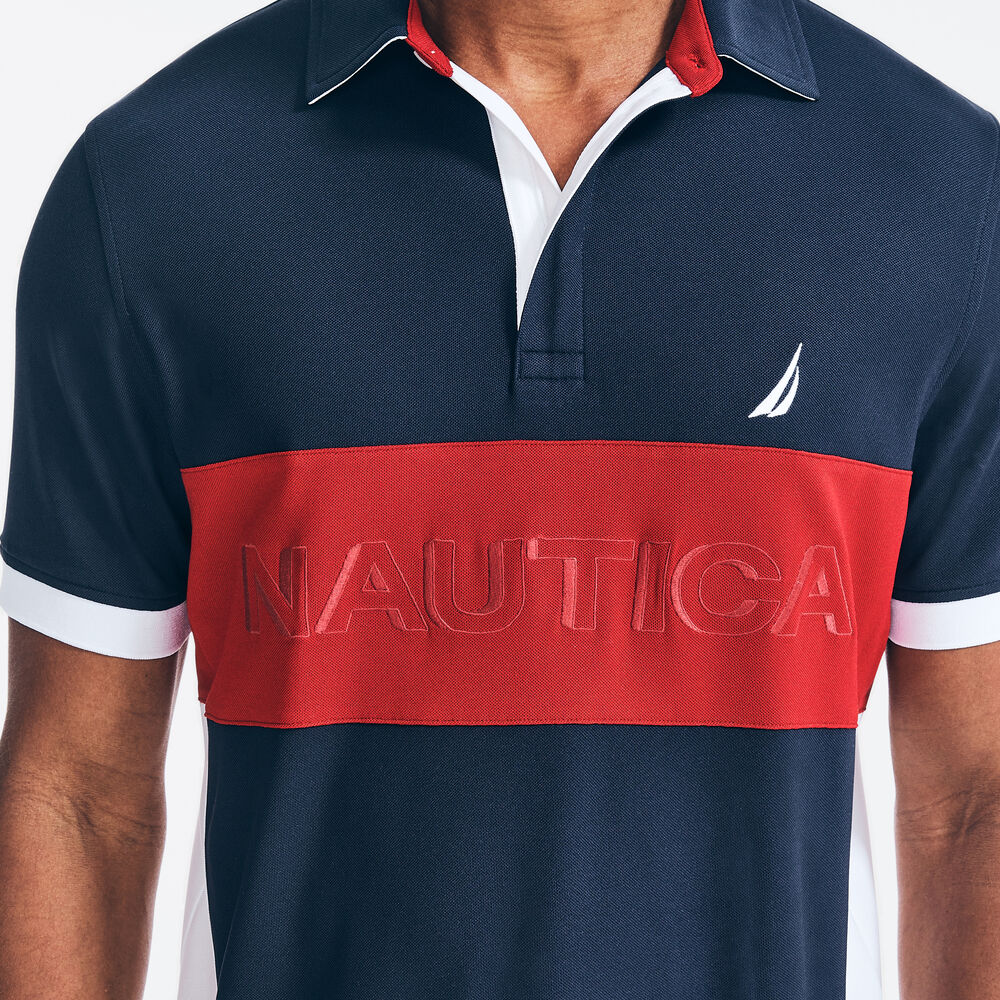 NAVTECH CLASSIC FIT COLORBLOCK LOGO POLO,Navy,large
