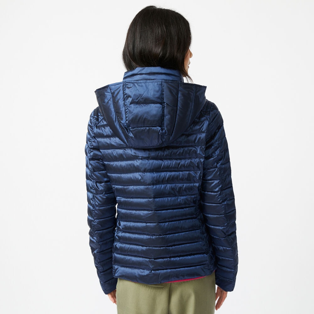 PACKABLE IRIDESCENT HOODED COAT,Stellar Blue Heather,large