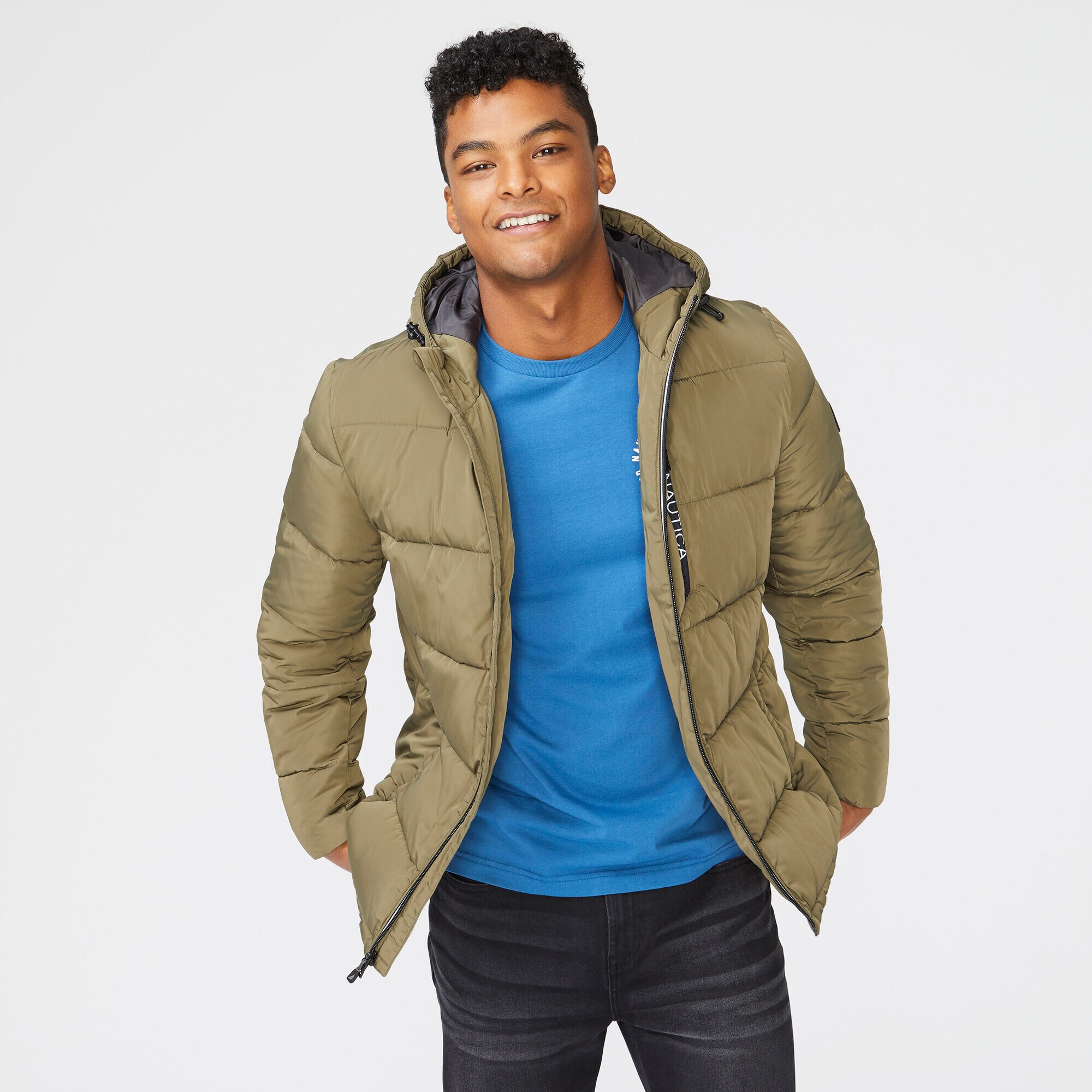 HOODED JACKET,Olive,large